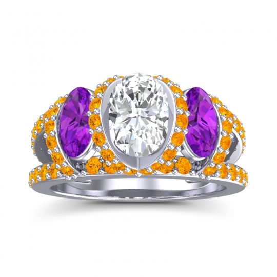Three Stone Oval Pave Vapra Ring