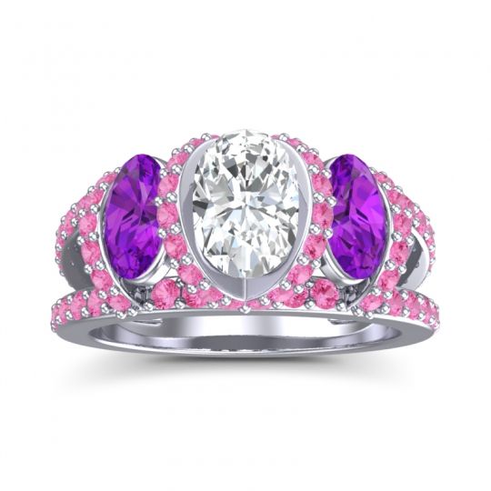 Three Stone Oval Pave Vapra Ring