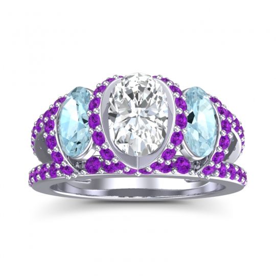 Three Stone Oval Pave Vapra Ring