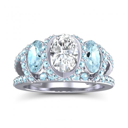 Three Stone Oval Pave Vapra Ring