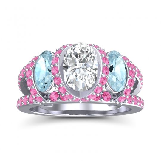 Three Stone Oval Pave Vapra Ring