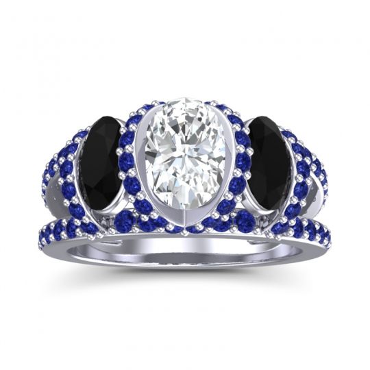 Three Stone Oval Pave Vapra Ring