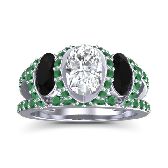 Three Stone Oval Pave Vapra Ring