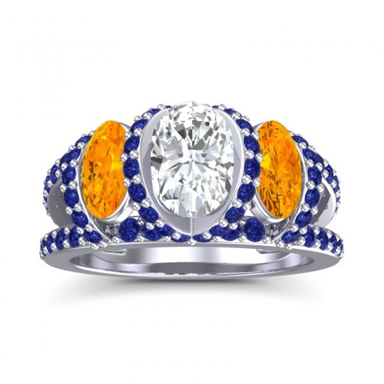 Three Stone Oval Pave Vapra Ring