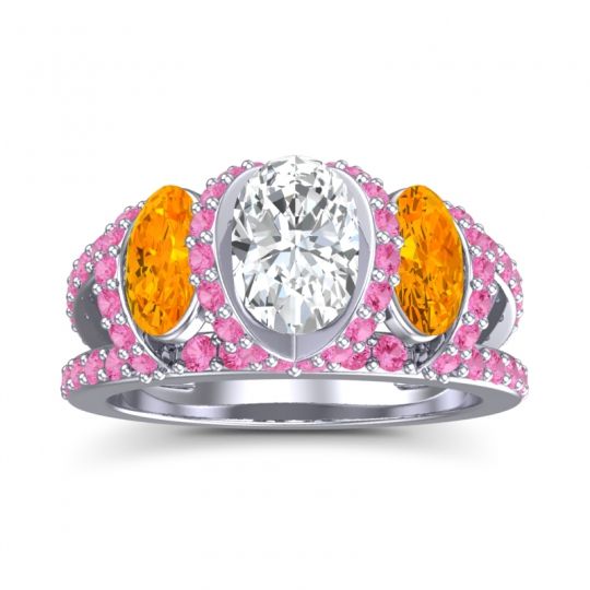 Three Stone Oval Pave Vapra Ring