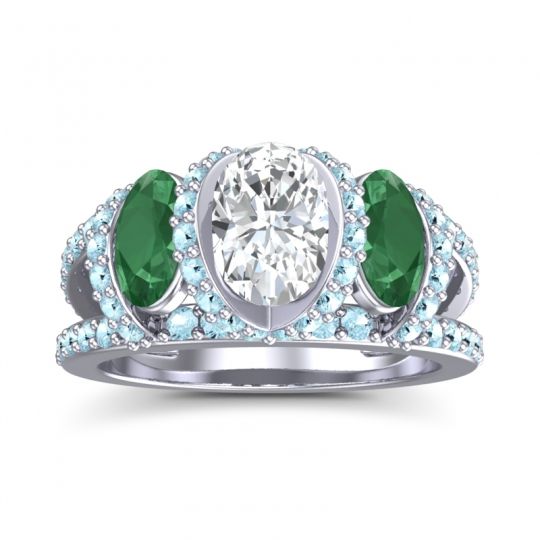 Three Stone Oval Pave Vapra Ring