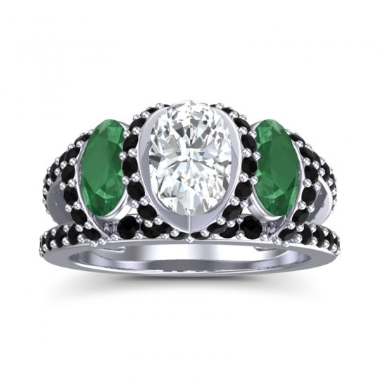Three Stone Oval Pave Vapra Ring