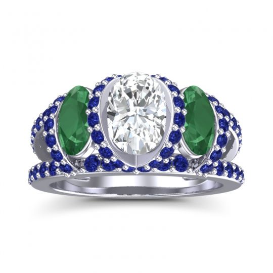 Three Stone Oval Pave Vapra Ring