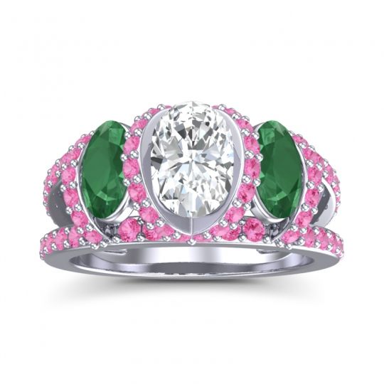 Three Stone Oval Pave Vapra Ring