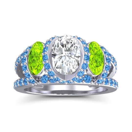 Three Stone Oval Pave Vapra Ring