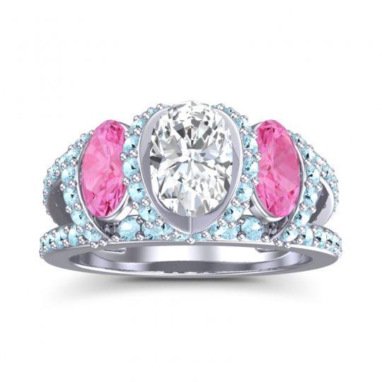 Three Stone Oval Pave Vapra Ring