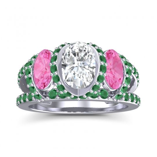 Three Stone Oval Pave Vapra Ring