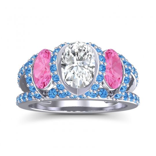 Three Stone Oval Pave Vapra Ring
