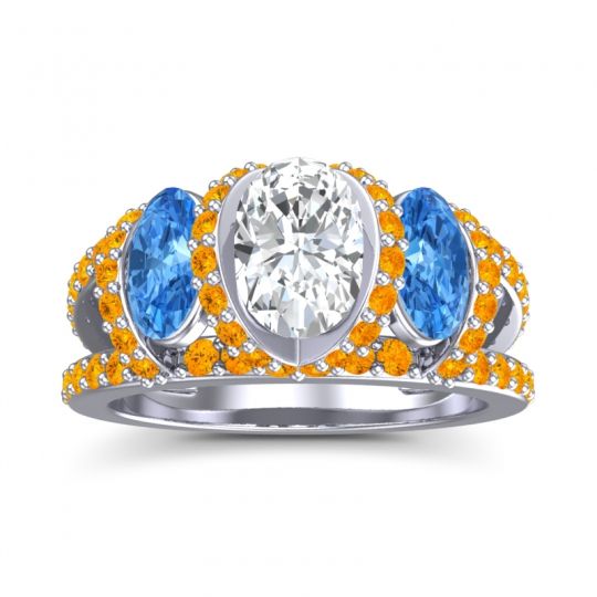 Three Stone Oval Pave Vapra Ring