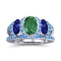 Three Stone Oval Pave Vapra Ring