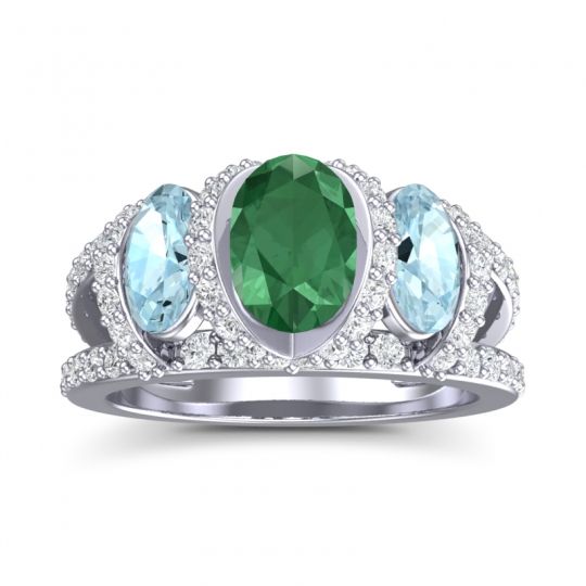 Three Stone Oval Pave Vapra Ring