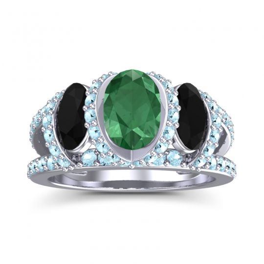 Three Stone Oval Pave Vapra Ring