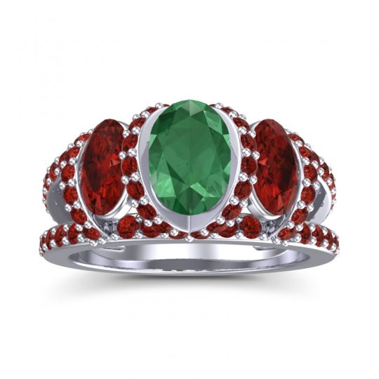 Three Stone Oval Pave Vapra Ring