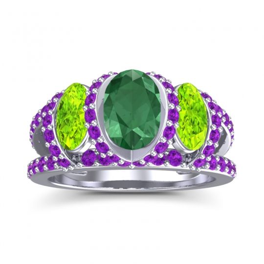 Three Stone Oval Pave Vapra Ring