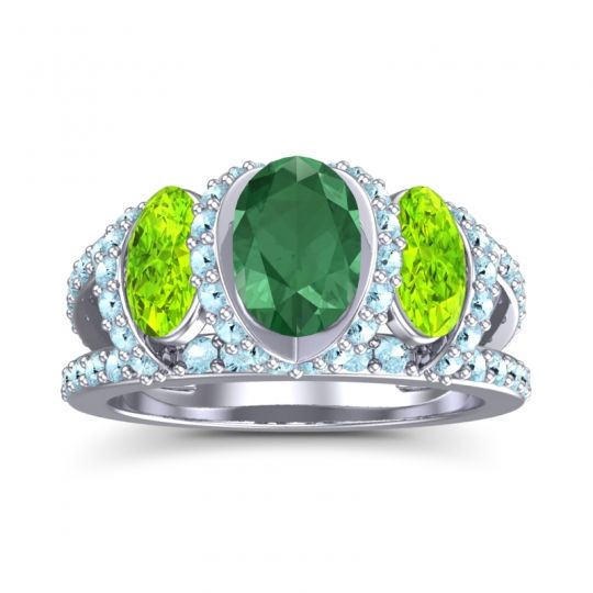Three Stone Oval Pave Vapra Ring