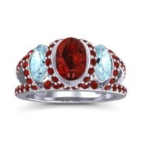 Three Stone Oval Pave Vapra Ring