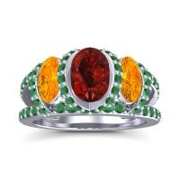 Three Stone Oval Pave Vapra Ring