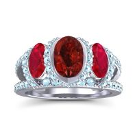 Three Stone Oval Pave Vapra Ring