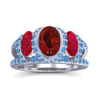 Three Stone Oval Pave Vapra Ring