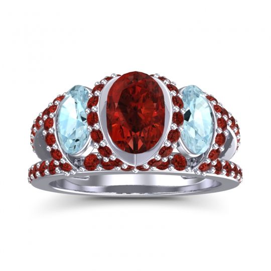 Three Stone Oval Pave Vapra Ring