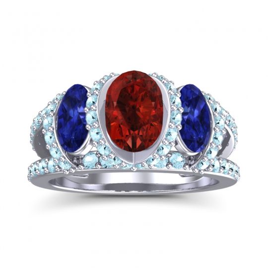 Three Stone Oval Pave Vapra Ring