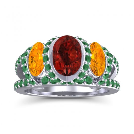 Three Stone Oval Pave Vapra Ring