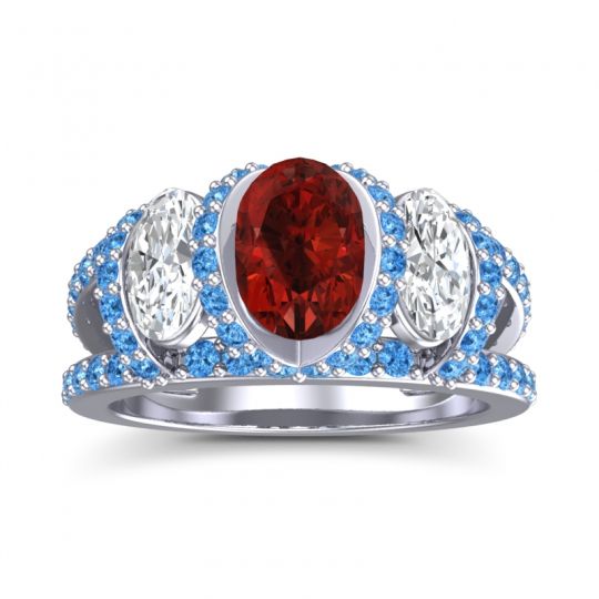 Three Stone Oval Pave Vapra Ring