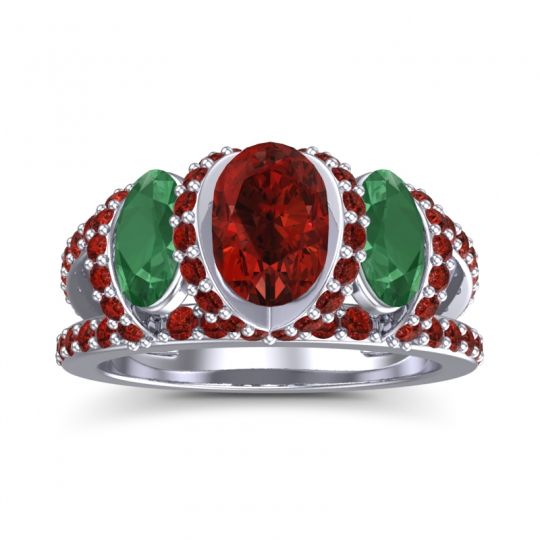 Three Stone Oval Pave Vapra Ring