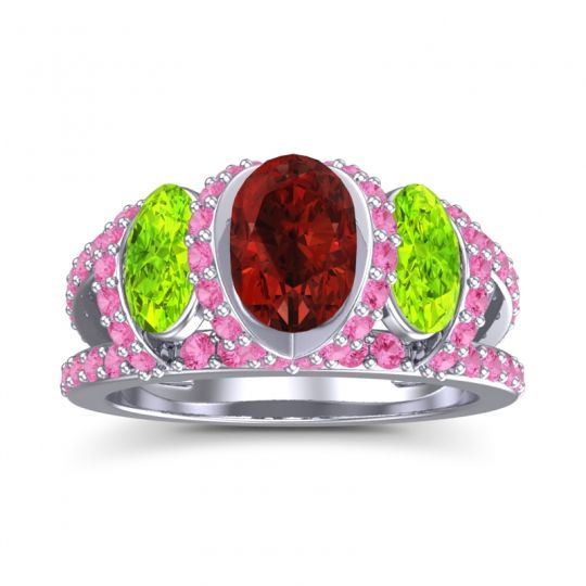 Three Stone Oval Pave Vapra Ring