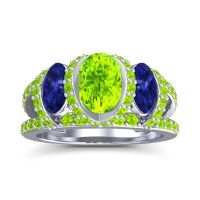 Three Stone Oval Pave Vapra Ring