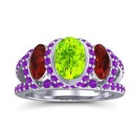 Three Stone Oval Pave Vapra Ring
