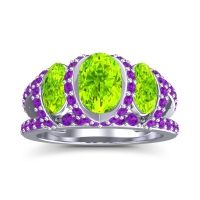 Three Stone Oval Pave Vapra Ring