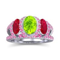 Three Stone Oval Pave Vapra Ring