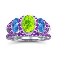 Three Stone Oval Pave Vapra Ring