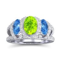 Three Stone Oval Pave Vapra Ring