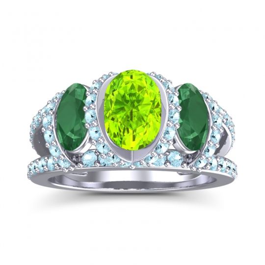 Three Stone Oval Pave Vapra Ring