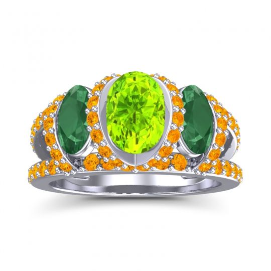 Three Stone Oval Pave Vapra Ring