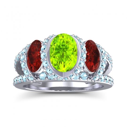 Three Stone Oval Pave Vapra Ring