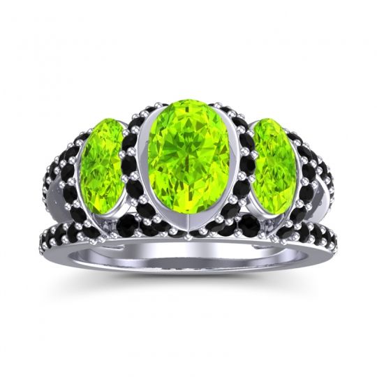 Three Stone Oval Pave Vapra Ring