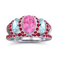 Three Stone Oval Pave Vapra Ring