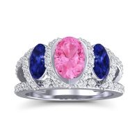 Three Stone Oval Pave Vapra Ring