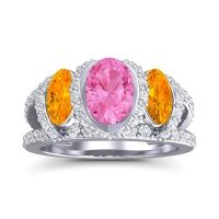 Three Stone Oval Pave Vapra Ring