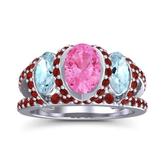 Three Stone Oval Pave Vapra Ring