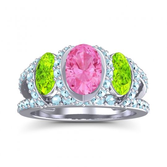 Three Stone Oval Pave Vapra Ring