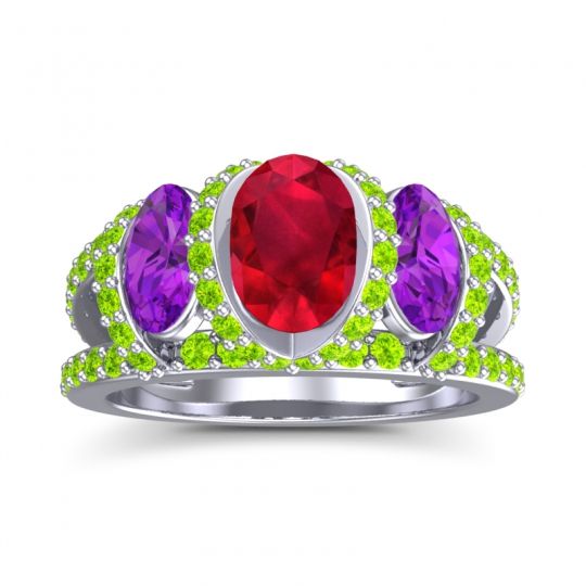 Three Stone Oval Pave Vapra Ring